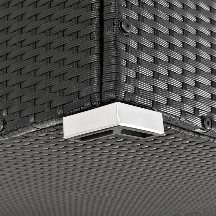 Contenitore per cuscini in polyrattan Ikaria nero con coperchio 950 litri