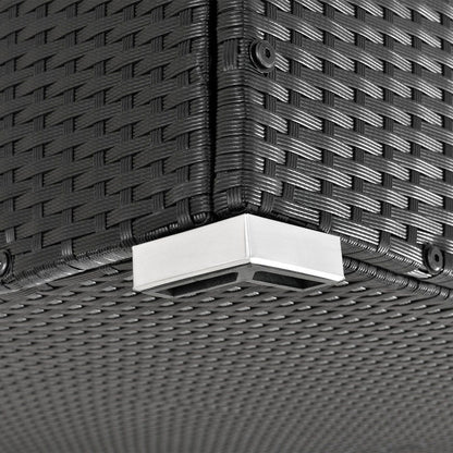 Contenitore per cuscini in polyrattan Ikaria nero con coperchio 950 litri