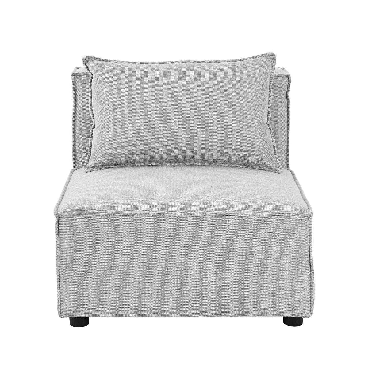 Modulares Sofa Domas XXL - Wohnlandschaft Armlehnen & Kissen - Stoff Hellgrau - Palo24