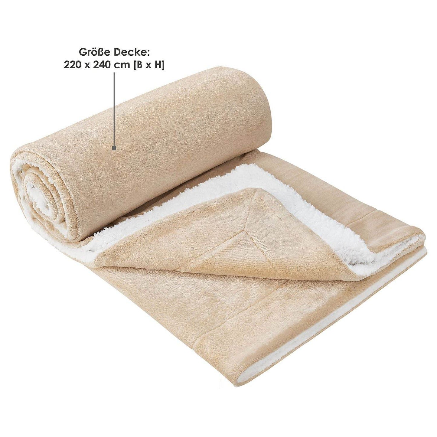 Fleecedecke 220x240 cm 2-Seitig Sand - Palo24