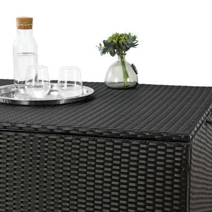 Contenitore per cuscini in polyrattan Ikaria nero con coperchio 950 litri