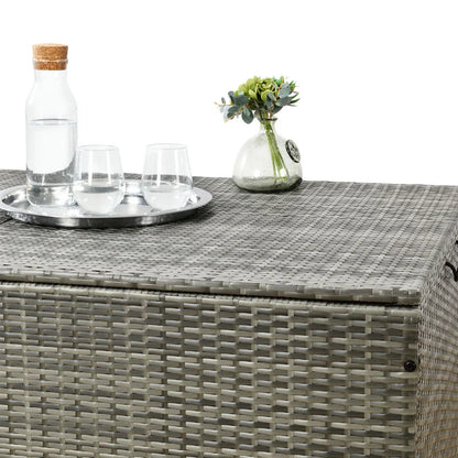 Boîte de rangement en polyrotin Ikaria gris avec couvercle 950 litres