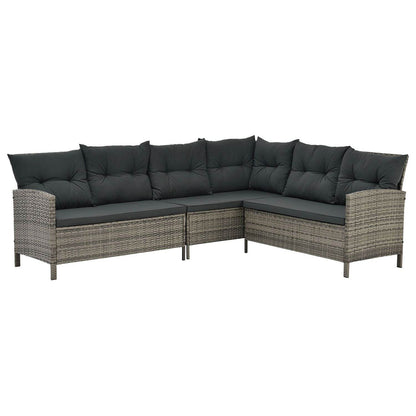 Polyrattan Lounge Manacor Gartenmöbel-Set Grau-meliert/Grau - Palo24