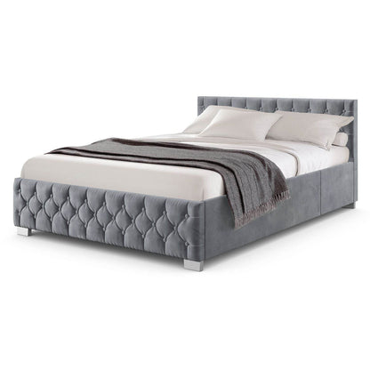 LED Polsterbett Nizza 180x200 cm Bettkasten Grau - Palo24