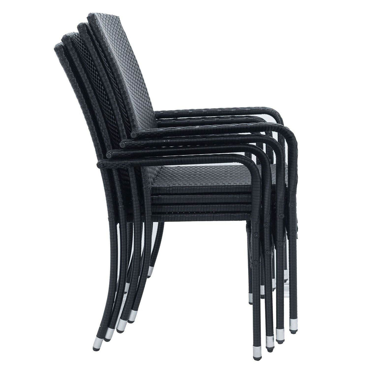 Polyrattan Gartenstühle Yoro 4er Set Schwarz - Palo24