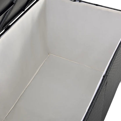 Contenitore per cuscini in polyrattan Ikaria nero con coperchio 950 litri