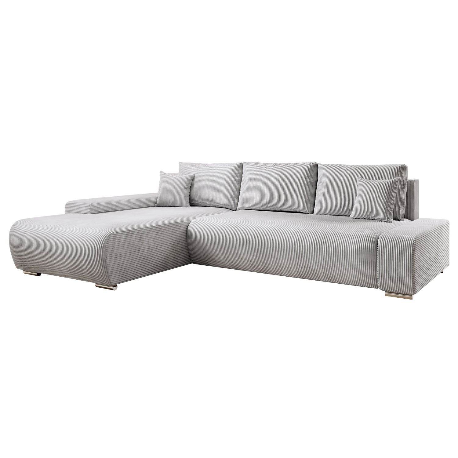 Sofa Iseo in L-Form mit Schlaffunktion Hellgrau - Palo24