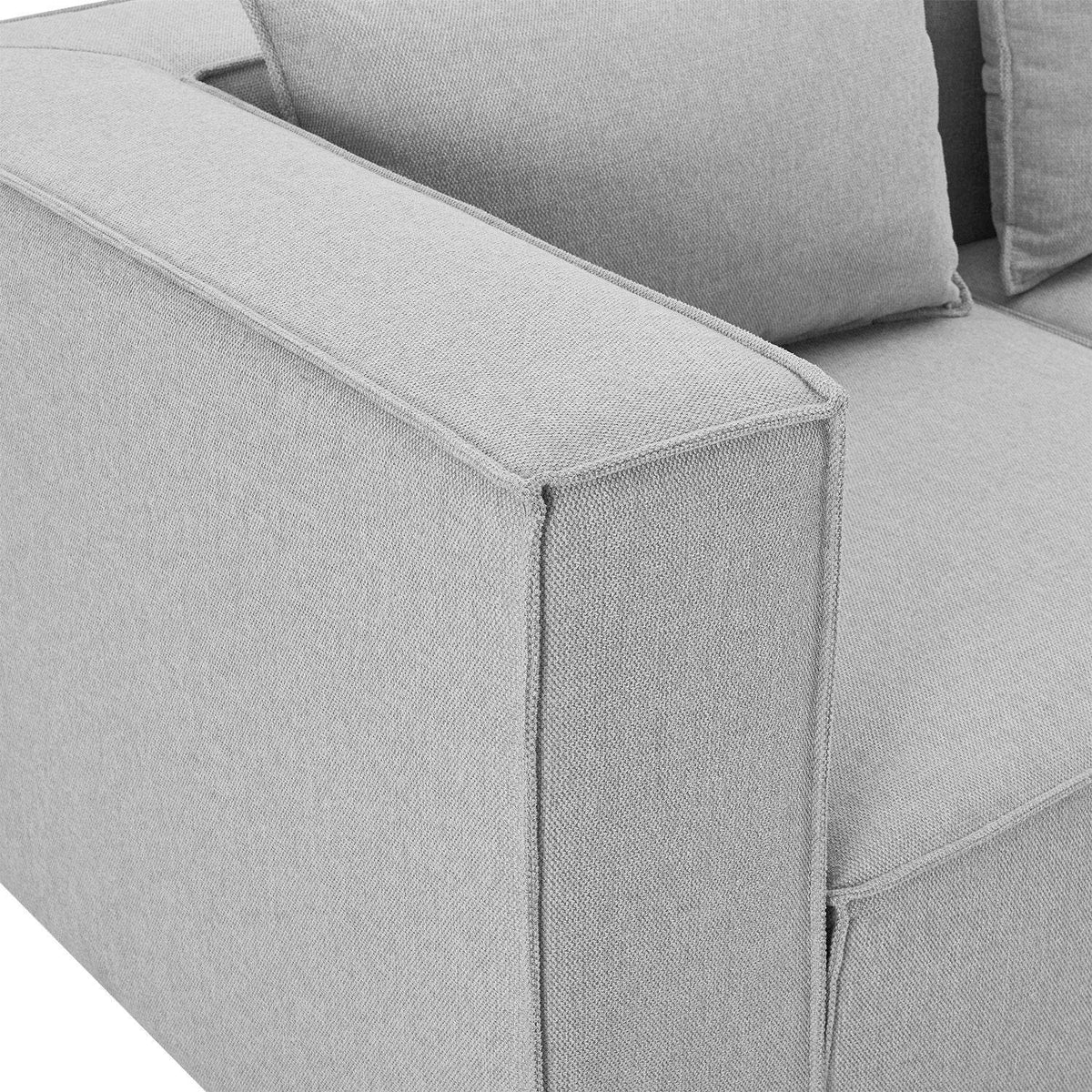 Modulares Sofa Domas XXL - Wohnlandschaft Armlehnen & Kissen - Stoff Hellgrau - Palo24