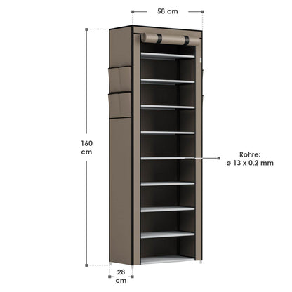 Schuhschrank M aus Stoff 9 Ebenen Hellbraun - Palo24