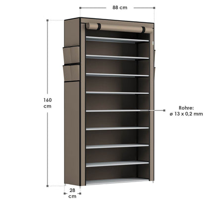 Schuhschrank L aus Stoff 9 Ebenen Hellbraun - Palo24