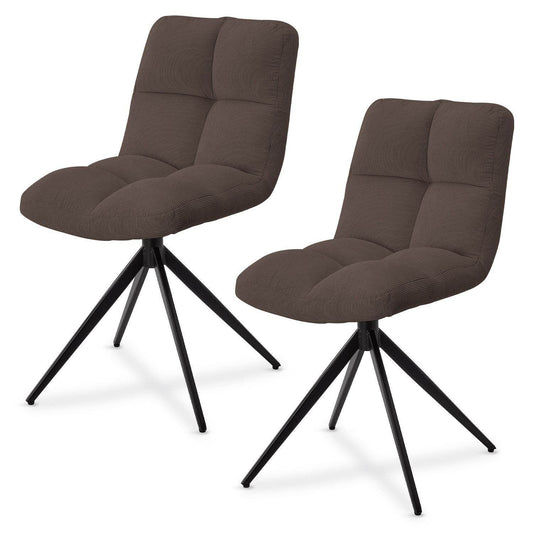 Drehstuhl Dallas Cord 2er Set - Braun - Palo24