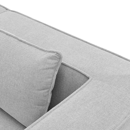 Modulares Sofa Domas XXL - Wohnlandschaft Armlehnen & Kissen - Stoff Hellgrau - Palo24