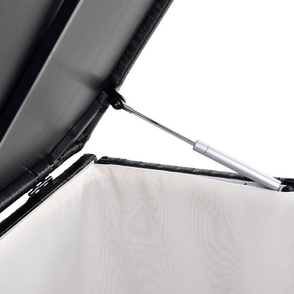 Contenitore per cuscini in polyrattan Ikaria nero con coperchio 950 litri