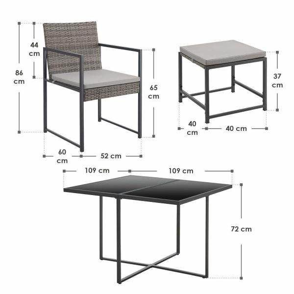 Polyrattan Sitzgruppe Bahamas L in Grau Industrial Design - Palo24