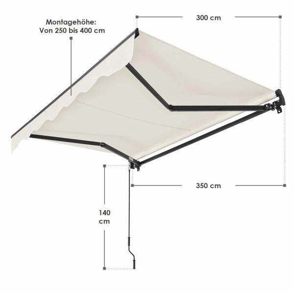 Gelenkarmmarkise 350 x 300 cm mit Kurbel Beige - Palo24