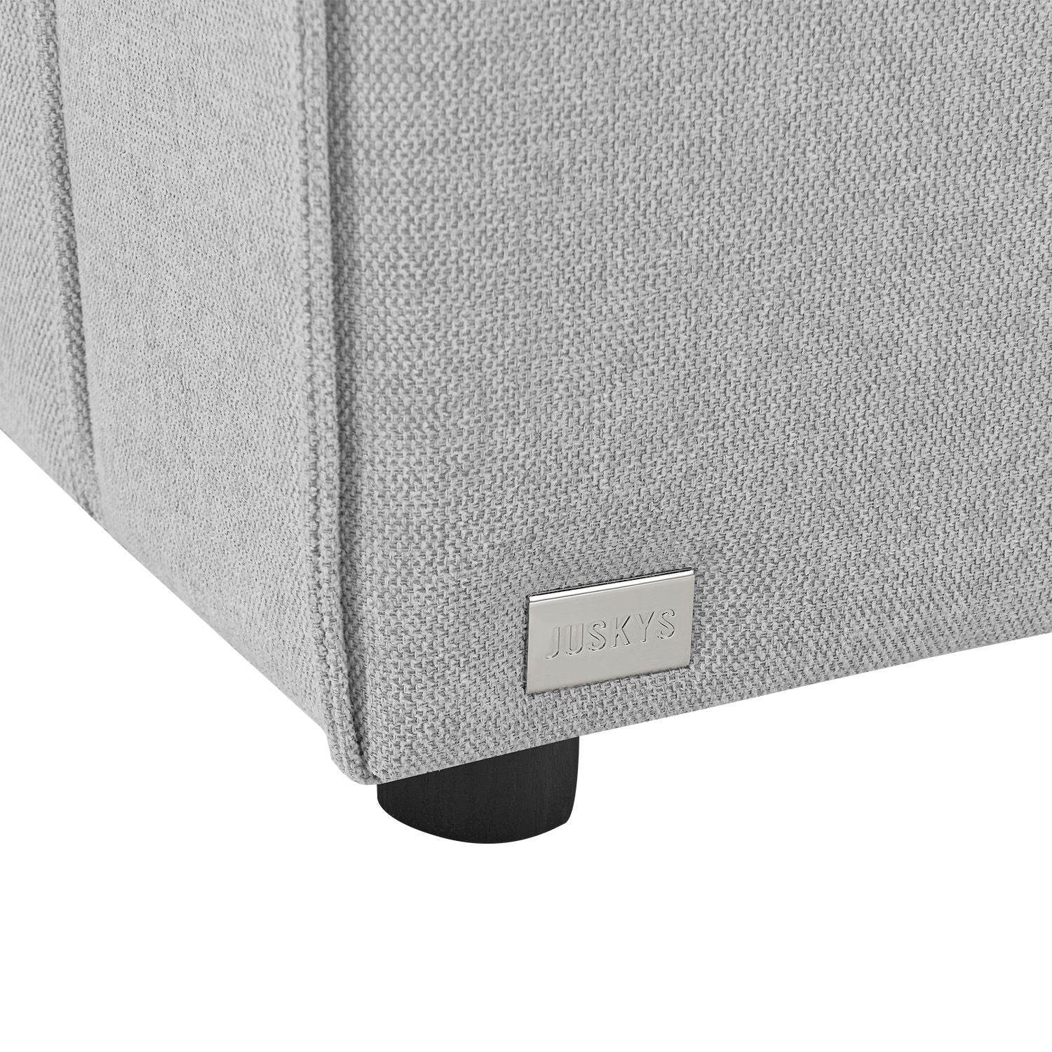 Modulares Sofa Domas XXL - Wohnlandschaft Armlehnen & Kissen - Stoff Hellgrau - Palo24