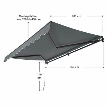 Gelenkarmmarkise 350 x 300 cm mit Kurbel Grau - Palo24