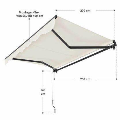 Gelenkarmmarkise 250 x 200 cm mit Kurbel Beige - Palo24