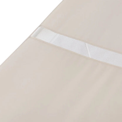 Lettino a dondolo Kassandra in bianco beige con tettuccio apribile e tende