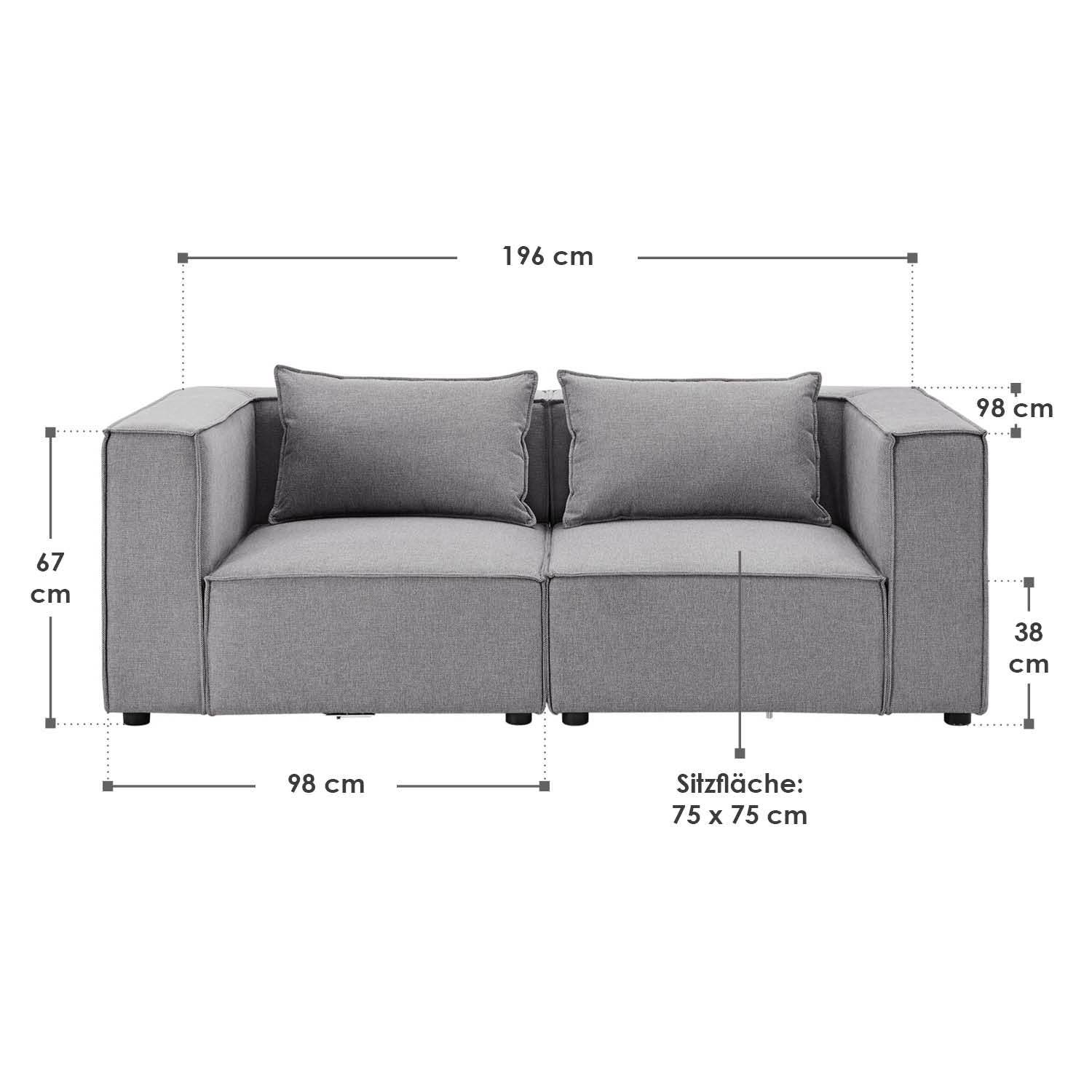 Modulares Sofa Domas S - 2 Sitzer Stoff Dunkelgrau - Palo24