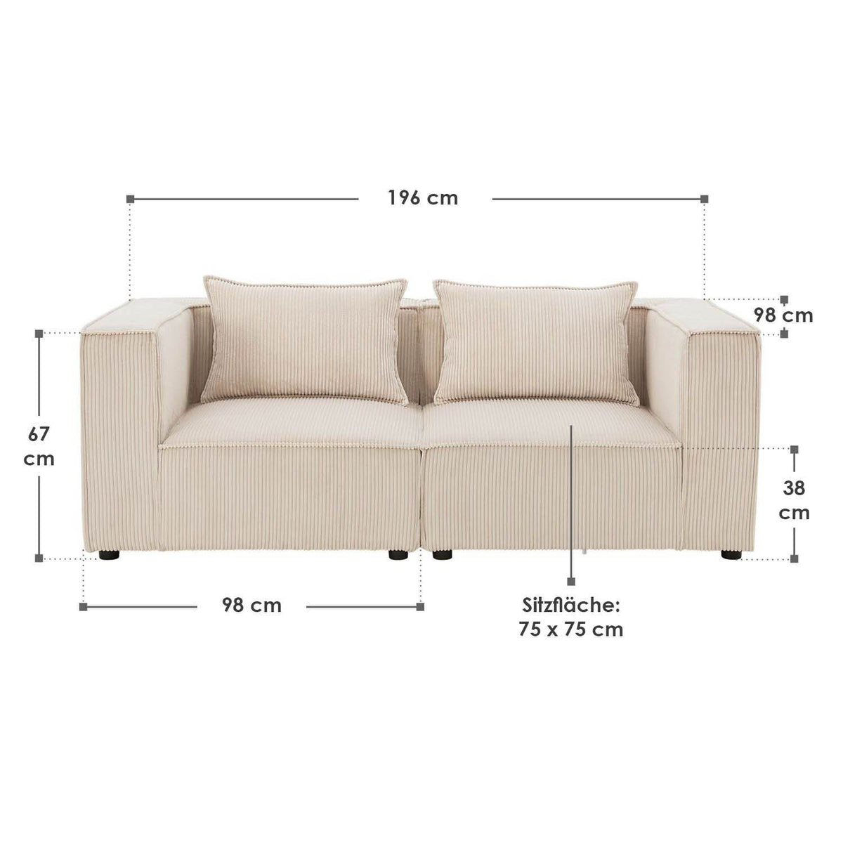 Modulares Sofa Domas S - 2 Sitzer Beige - Palo24