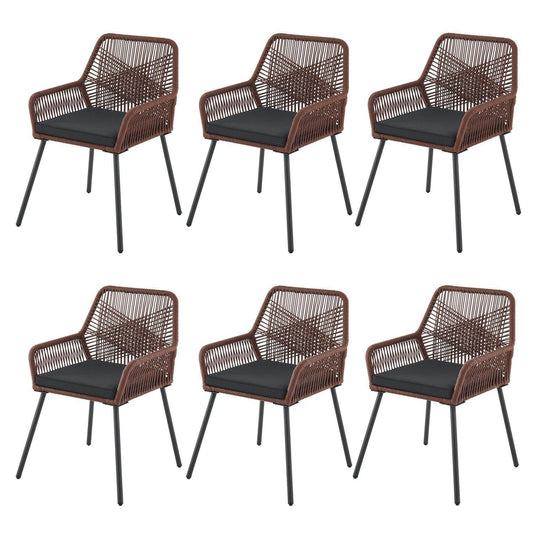 6er Set Gartenstühle Rope Kastos Dunkelbraun - Palo24