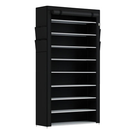 Schuhschrank L aus Stoff 9 Ebenen Schwarz - Palo24