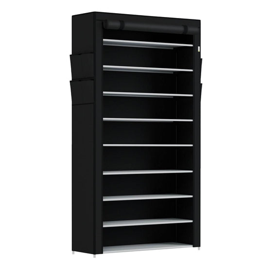 Schuhschrank L aus Stoff 9 Ebenen Schwarz - Palo24