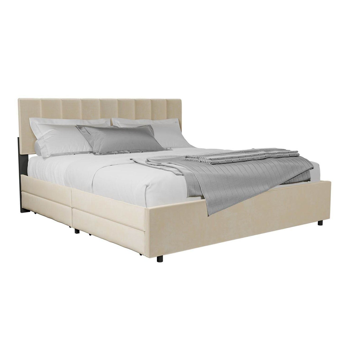 Polsterbett Soria mit Schubladen 180 x 200 Beige - Palo24