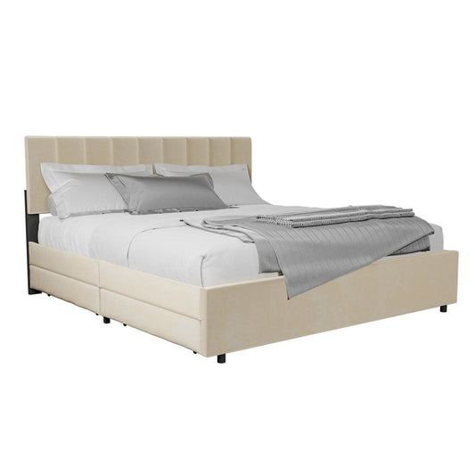 Polsterbett Soria mit Schubladen 180 x 200 Beige - Palo24