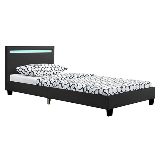 LED Polsterbett Verona 90x200 schwarz cm - Palo24