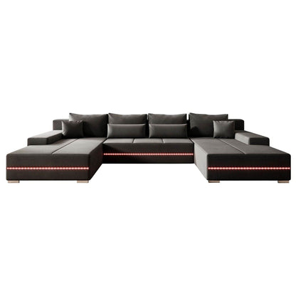 Sofa Malbun mit LEDs & Schlaffunktion Dunkelgrau - Palo24
