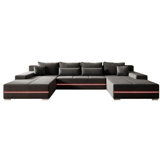 Sofa Malbun mit LEDs & Schlaffunktion Dunkelgrau - Palo24