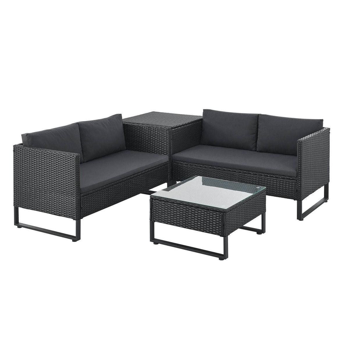 Modulare Polyrattan Lounge Santorini Schwarz - Palo24