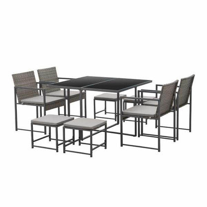 Polyrattan Sitzgruppe Bahamas L in Grau Industrial Design - Palo24