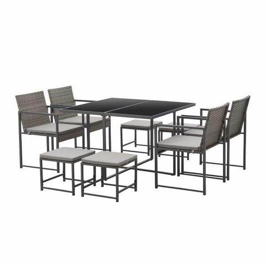 Polyrattan Sitzgruppe Bahamas L in Grau Industrial Design - Palo24
