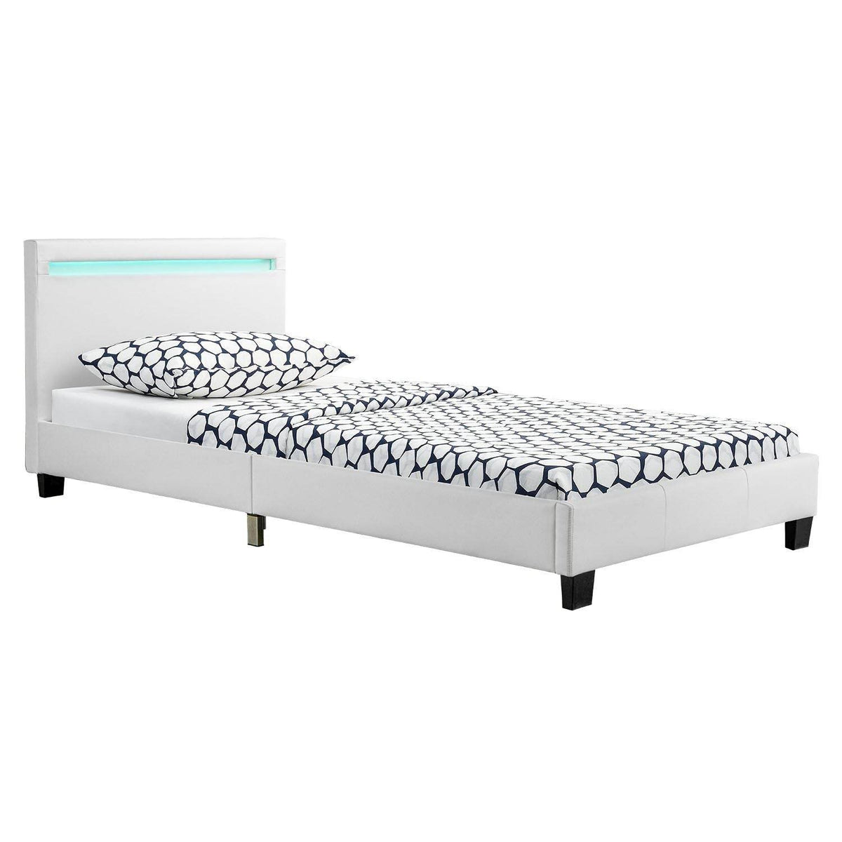 LED Polsterbett Verona 90x200 cm weiss - Palo24