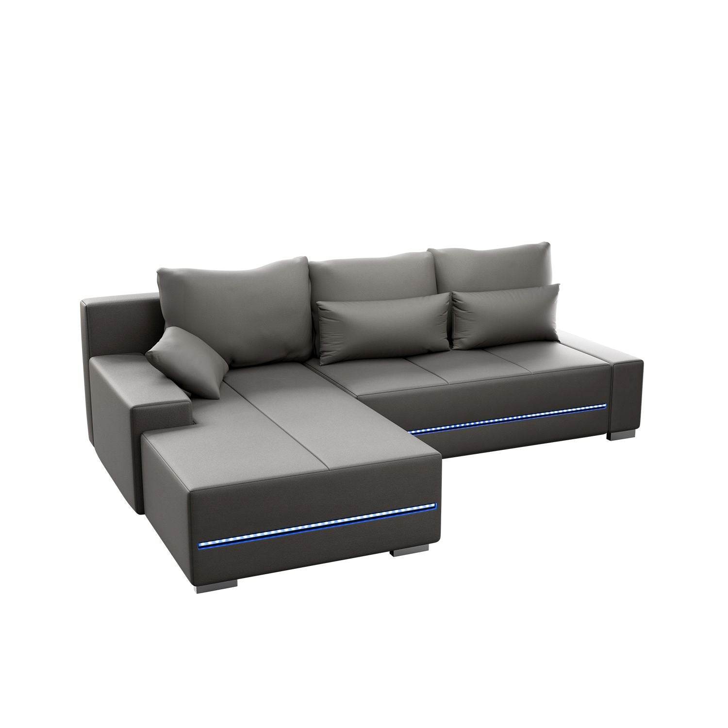 Sofa Davos Links mit LEDs - Hellgrau - Palo24