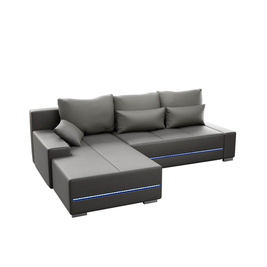 Sofa Davos Links mit LEDs - Hellgrau - Palo24