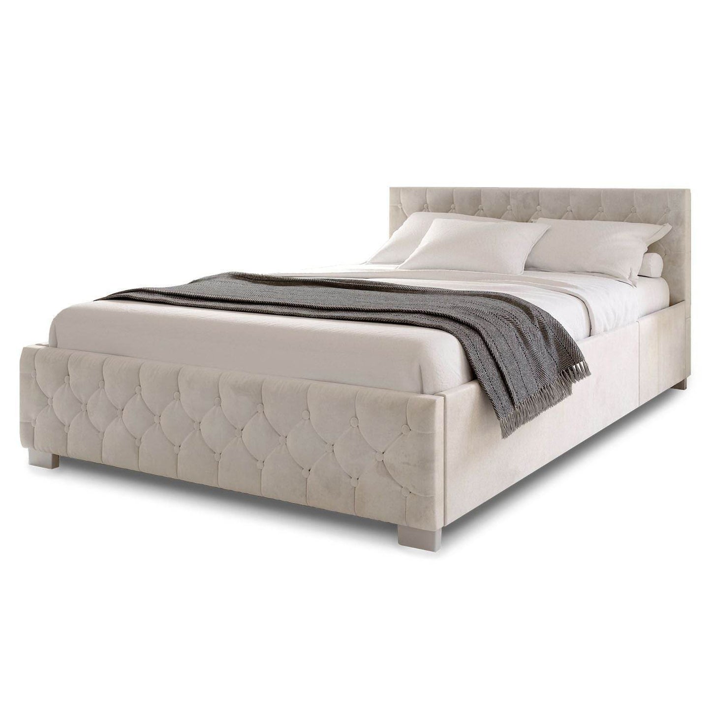 LED Polsterbett Nizza 120x200 cm Bettkasten Beige - Palo24