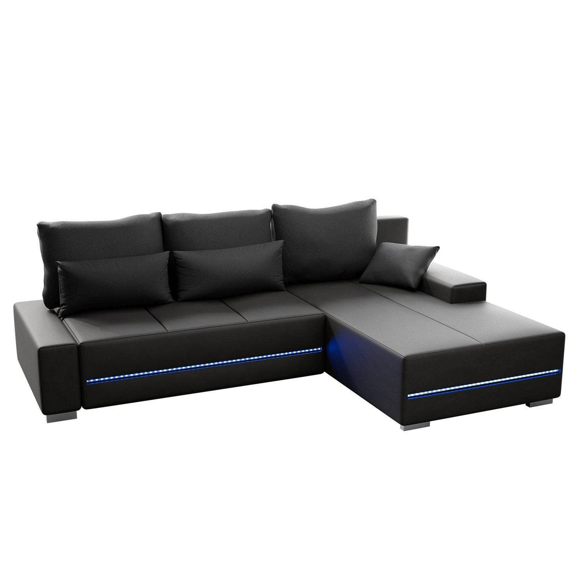 Sofa Davos mit LEDs in L-Form mit Schlaffunktion - Dunkelgrau - Palo24