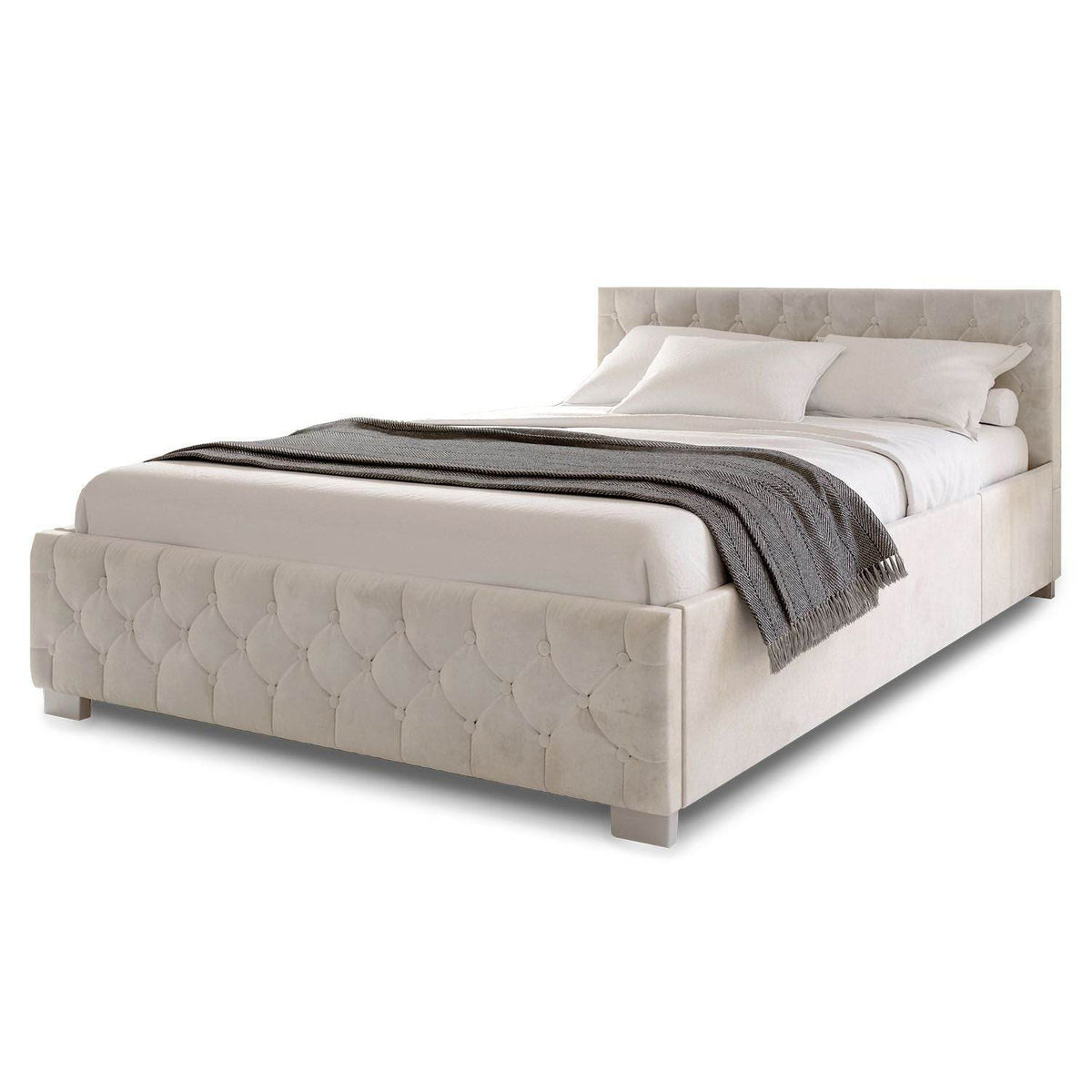 LED Polsterbett Nizza 140x200 cm Bettkasten Beige - Palo24