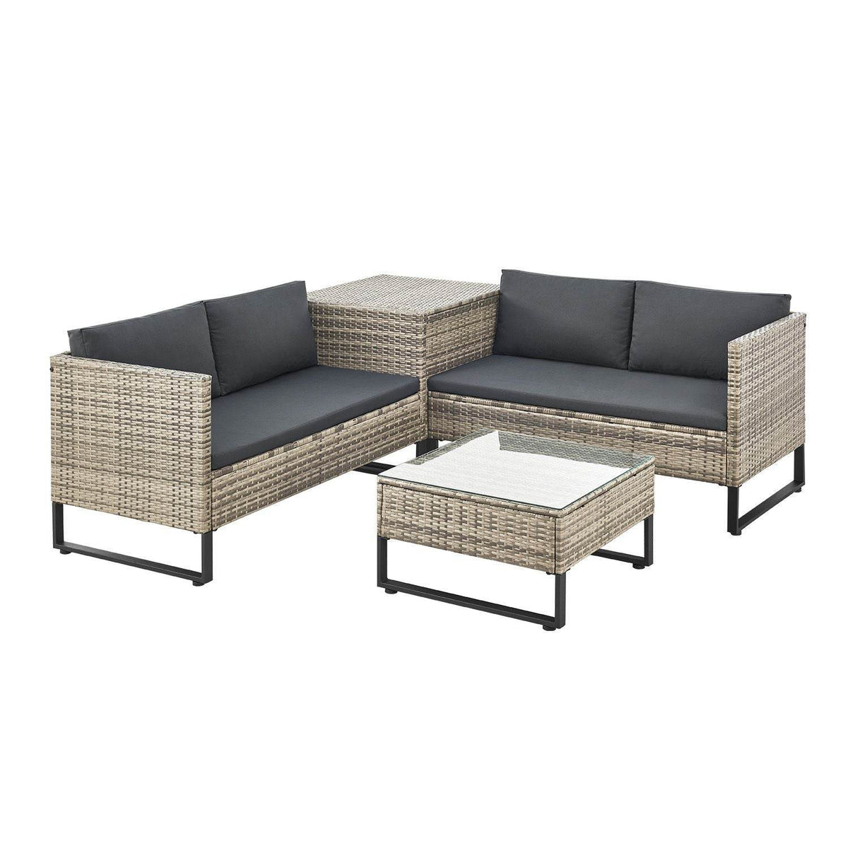 Modulare Polyrattan Lounge Santorini Grau-meliert - Palo24