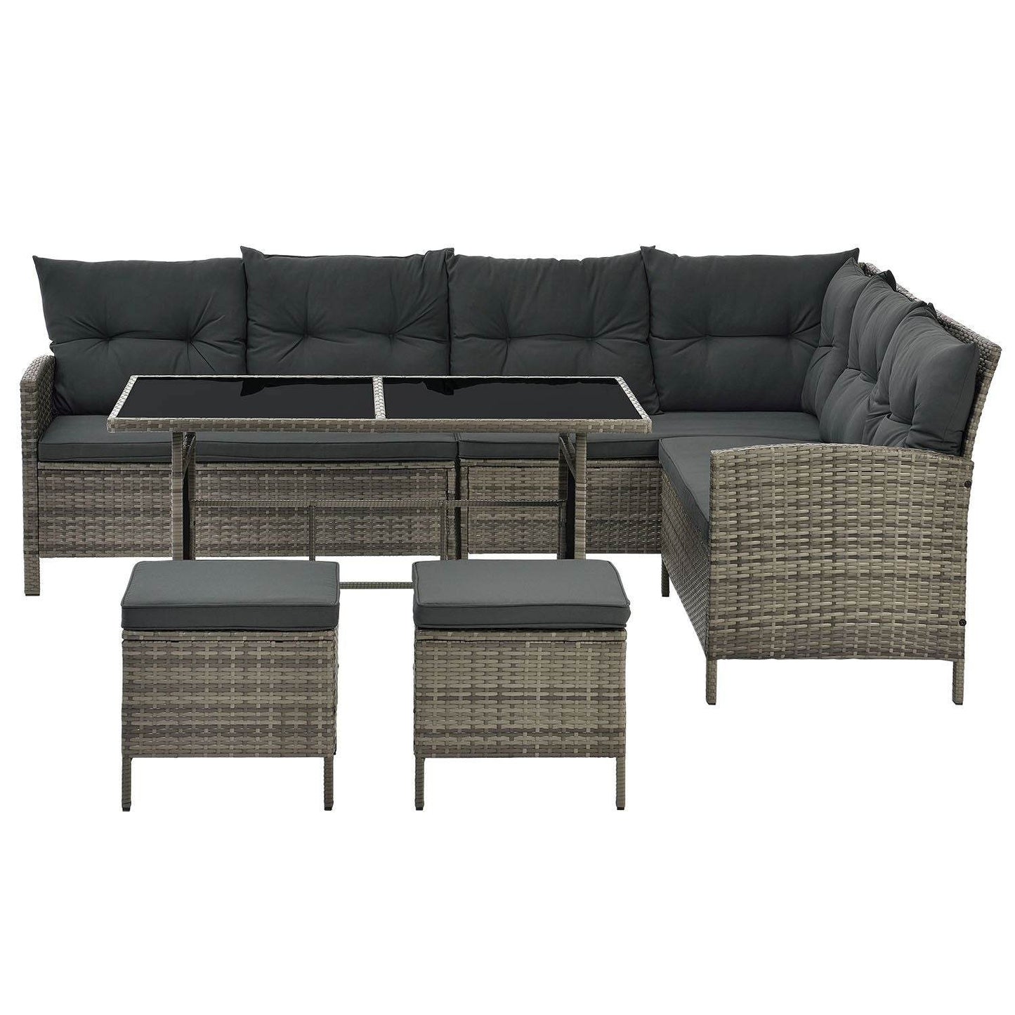 Polyrattan Lounge Manacor Gartenmöbel-Set Grau-meliert/Grau - Palo24