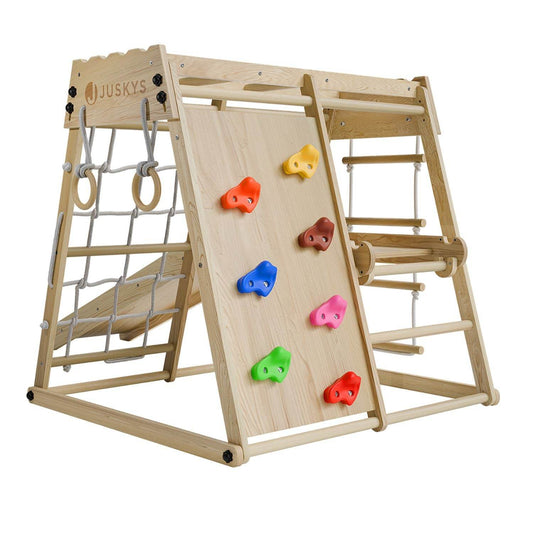 Mini Klettergerüst für Kinder mit Rutsche - Natur - Palo24