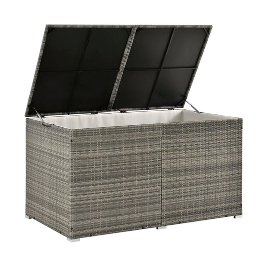 Polyrattan Auflagenbox Ikaria grau mit Deckel 950 Liter