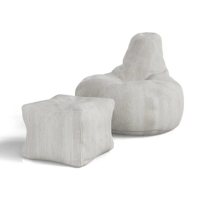 Sitzsack Chillex L mit Hocker Cord Sessel Beige - Palo24