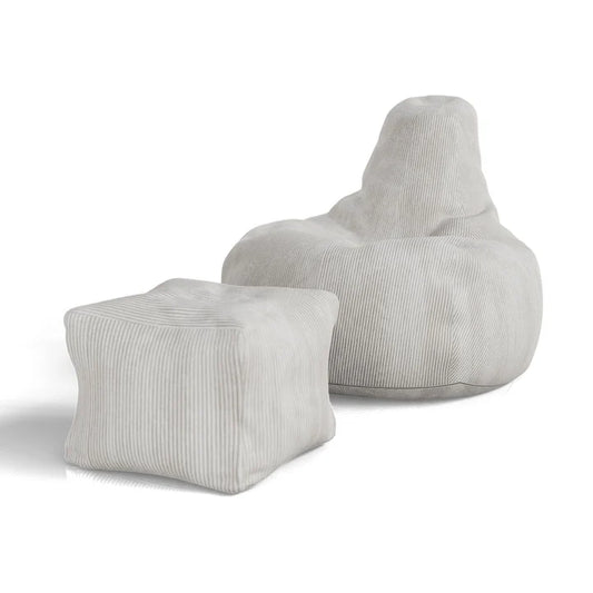 Sitzsack Chillex L mit Hocker Cord Sessel Beige - Palo24