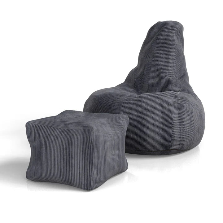 Sitzsack Chillex XL mit Hocker Cord Sessel Dunkelgrau - Palo24
