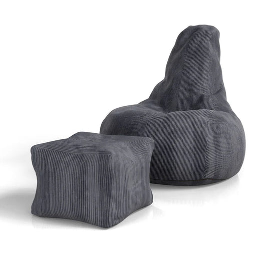 Sitzsack Chillex XL mit Hocker Cord Sessel Dunkelgrau - Palo24